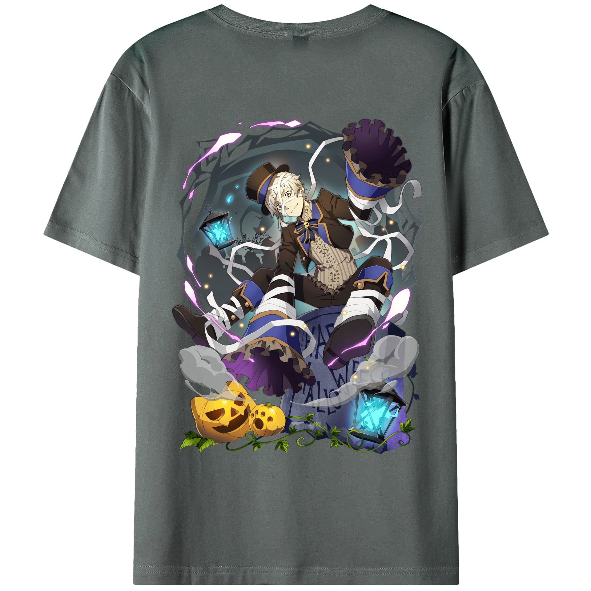 （画像用） 文豪ストレイドッグス Bungo Stray Dogs 綿100％ メンズ半袖Tシャツ（バックプリント） 通気性